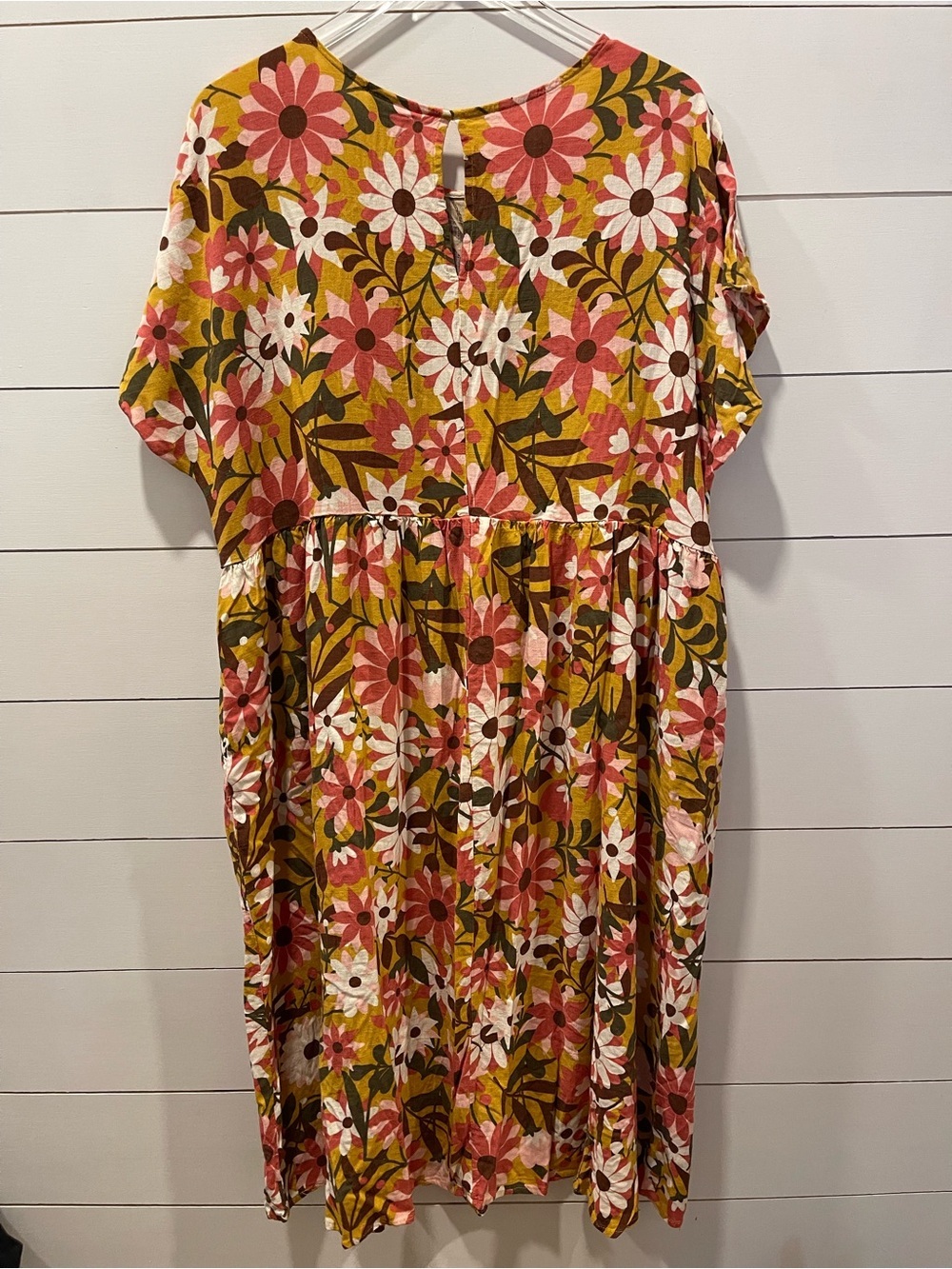 LuLaRoe Lorene Dolman Floral Midi Dress in Mustard and Pink Womens Size XL - Picture 5 of 8
